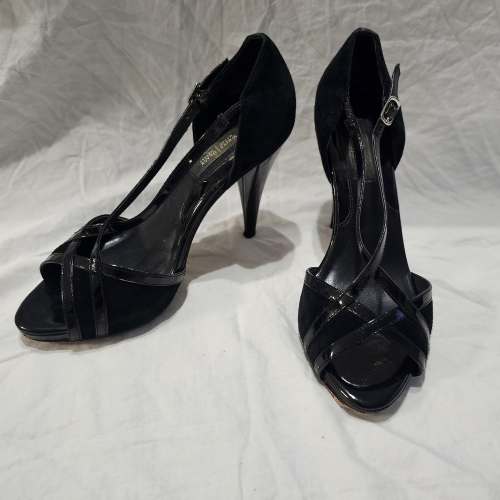 White House Black Market Black Heels Strappy Design
